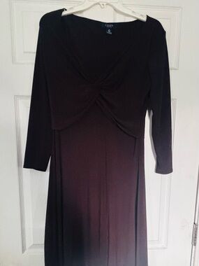 Chaps Women's brown Twist-Front Long Sleeve Dress